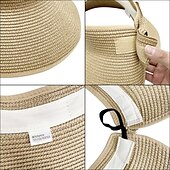 cheap Home Hats-Summer Foldable Empty Straw Hat Portable Outdoor Sunscreen Big Edge Sunshade Anti-ultraviolet Bow Beach Hat
