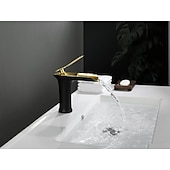 cheap Classical-Waterfall Bathroom Sink Mixer Faucet 4.7&quot; Spout, Mono Wash Basin Single Handle Basin Taps Washroom with Hot and Cold Hose, Monobloc Vessel Water Brass Tap Deck Mounted