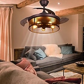 baratos Candeeiros Ventoinhas de Teto-Ventiladores de teto com luzes 5 luzes 19,5&quot; reguláveis design retro luzes de teto estilo artístico de metal estilo moderno novidade acabamentos pintados preto 85-265v