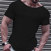 voordelige basis t-shirts-Voor heren T-shirt Informele stijl Korte mouw Strakke ronde hals Zomer Effen Modieus Ontwerper Casual Straat Sport Feestdagen Zwart Wit Roze Top T-shirt voor mannen