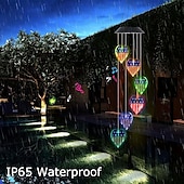 cheap Solar String Lights-Solar Wind Chime Light Mosaic Ball Night Light 7-Color Changing Independence Day Flag for Outdoor Patio Garden Window Curtain Tree Decoration
