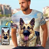 お買い得  男性のカスタム服-男性用カスタムペットTシャツ、あなた自身のデザイン、あなたの犬猫を追加カスタムパーソナライズされたオールオーバープリントTシャツ、カスタムギフト