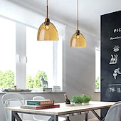 abordables Suspension-Lampes suspendues à LED îlot de cuisine en verre 10 &quot;éclairage en verre soufflé à la main luminaires d&#039;entrée de foyer de ferme moderne globe suspendu au plafond sur la table ambre/gris fumé 110-240v
