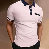 preiswerte Klassisches Poloshirt für Herren-Herren Polos mit Knöpfen Poloshirt Casual Festtage Kargen Kurzarm Modisch Basic Glatt Klassisch Sommer Regular Fit Weiß Rosa Orange Kaki Polos mit Knöpfen