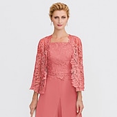 cheap Mother&#039;s Wraps-Mother&#039;s Wraps Bolero Coats / Jackets Elegant 3/4 Length Sleeve Floral Lace Wedding Guest Wraps With Lace For Fall Wedding Event Formal Party Spring &amp; Summer Only Wraps dress to impress 2025
