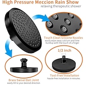 cheap Rain Shower-4/6 inch Rainfall Shower Head Set, 5 Mode Sprayer Showerhead with Water Filter, 360-degree Rotation High Pressure Overhead Shower Head Arm Chrome Black Silver