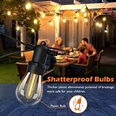 cheap Plug String Lights-Flickering S14 Flame String Lights 5M 10 LED /10M 20LED String Lights for Outside Plug in Garden Lights for Halloween Christmas Connectable Backyard Decorative Lights Cafe Bistro Patio
