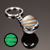 abordables Pendentifs et ornements pour voiture-lune porte-clés système solaire planète porte-clés galaxie nébuleuse espace porte-clés terre soleil mars jupiter saturne image double face boule de verre porte-clés