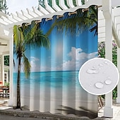 billige Vanntette gardiner-vanntette utendørs gardiner for innendørs bryllup terrasse tykke privat grommet gardiner for bryllup soverom, stue, veranda, pergola, cabana, 1 panel