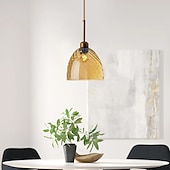 abordables Suspension-Lampes suspendues à LED îlot de cuisine en verre 10 &quot;éclairage en verre soufflé à la main luminaires d&#039;entrée de foyer de ferme moderne globe suspendu au plafond sur la table ambre/gris fumé 110-240v