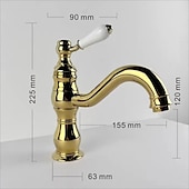 abordables Robinets de lavabo-robinet de salle de bain évier mélangeur robinets de lavabo montés sur le pont, vasque de salle de bain eau robinet en laiton monocommande un trou chrome doré