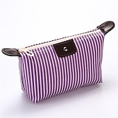 cheap Cosmetic Bags &amp; Cases-Women&#039;s Handbag Makeup Bag Cosmetic Bag Hobo Bag Nylon Party Office Travel Zipper Large Capacity Waterproof Lightweight Striped Black / White Watermelon Red Black