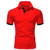 baratos Polo Clássico Masculino-Homens Camiseta Polo Camisa de golfe Rua Casual Colarinho polo Clássico Manga Curta Moda Designer Bloco de cor Patchwork Frente do botão Primavera Verão Normal Azul Céu Preto Branco Amarelo Rosa Azul