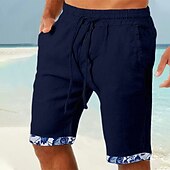 baratos Feriado-Homens Calção Shorts de verão Shorts de praia Patchwork Com Cordão Cintura elástica Tecido Conforto Respirável Curto Casual Diário Feriado Moda Estilo Clássico Branco Rosa