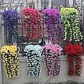abordables Plantas y Flores Artificiales-1 paquete, cesta colgante de flores artificiales de 34 pulgadas, planta colgante falsa, flores de orquídeas de seda, arreglo de flores artificiales, decoración de jardín, decoración del hogar,