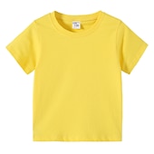 halpa T-paidat ja muut paidat-Lapset Poikien T-paita Tee Yhtenäinen väri Lyhythihainen Crewneck 100% puuvilla Lasten toppi Koulu Neutraali Päivittäin Perus Kesä Vaalean sininen 3-13 vuotta
