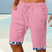 baratos Feriado-Homens Calção Shorts de verão Shorts de praia Patchwork Com Cordão Cintura elástica Tecido Conforto Respirável Curto Casual Diário Feriado Moda Estilo Clássico Branco Rosa