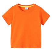 halpa T-paidat ja muut paidat-Lapset Poikien T-paita Tee Yhtenäinen väri Lyhythihainen Crewneck 100% puuvilla Lasten toppi Koulu Neutraali Päivittäin Perus Kesä Vaalean sininen 3-13 vuotta