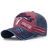 billiga Baseballkeps herr-Herr Unisex Basebollkeps Trucker Hat Rubinrött Blå Polyester Årgång Resor Strandstil Utomhus Semester Färgblock Justerbara Solskyddskräm Andningsfunktion Mode