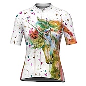 economico Maglie da donna-Per donna Maglia da Ciclismo Unicorno Manica Corta Bicicletta Maglia Top con 3 tasche posteriori Mountain Bike MTB Ciclismo su strada Asciugatura Rapida Strisce Riflettenti Tasca Posteriore