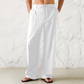 voordelige Klassiek-Voor heren Broek Zomerbroek Strandbroeken Trekkoord Breed Been Voorvak Effen Comfort Zacht Casual Dagelijks Modieus Streetwear Zwart Wit Micro-elastisch