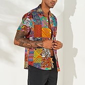 voordelige Bovenkanten-Jaren &#039;60 Hippie Jaren &#039;70 Blouse / overhemd Hippie Schijf Grote maten Voor heren Vrijgezellenfeest Prideparade Trots maand Volwassenen Blouse
