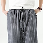 billiga Retro-Herr Shorts Linne Shorts Sommarshorts Capribyxor Ficka Rand Komfort Andningsfunktion Utomhus Dagligen Utekväll Linne- / bomullsblandning Mode Ledigt Svart Mörkblå