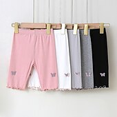 cheap Bottoms-Kids Girls&#039; Leggings Butterfly Active Outdoor 7-13 Years Summer Silver Black White