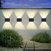 economico Applique per esterni-Lampada Da Parete Solare Con Luce Su E Giù 6 Led Per Esterni Impermeabile Cortile Illuminazione Per Esterni Villa Muro Recinzione Portico Illuminazione Decorazione Luci Solari Da Parete Per Lavaggio