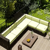 abordables Funda para Cojines de Patio-2 fundas de cojín para patio, 100 % impermeables, para sofá de exterior, de mimbre, funda de asiento de sofá impermeable, funda de silla de mimbre Oxford, protector de muebles
