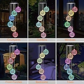 cheap Solar String Lights-Solar Wind Chime Light Mosaic Ball Night Light 7-Color Changing Independence Day Flag for Outdoor Patio Garden Window Curtain Tree Decoration