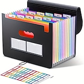abordables Fournitures de bureau-1pc classeur extensible 13/25 poches accordéon organisateur de fichiers portable extensible en plastique boîte de classement accordéon facture/papier/document/reçus organisateur dossiers (a4/format