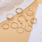 economico Anelli-Donna Anello Matrimonio geometrico Argento Oro Cromo Mini Punk Personalizzato Moda 9 pezzi