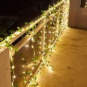 economico Striscie luci ad energia solare-luci a stringa solari a led impermeabili ip65, decorazione esterna a forma di foglia di edera per il giardino di Natale&amp;amp;feste in terrazza