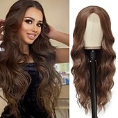 economico Parrucche trendy sintetiche-parrucche lunghe ombre bionde per le donne parrucca parte centrale ondulata lunga 26 pollici parrucche bionde ombre fibra proteica aggiornata parrucca di sostituzione dei capelli dall&#039;aspetto