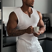 economico Canotte da palestra-Per uomo Maglietta Canottiera Maniche Corte Scollo a V Estate Semplice Moda Designer Essenziale Scollo a V Vacanza Streetwear Uscire Nero Bianco Vino Maglietta Top per Uomo