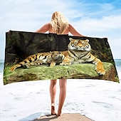 billiga set med strandhanddukar-1st stora tjocka badduschhanddukar 3d vit tigerdesign bomull strandhandduk för kvinnor män reser sim yogafilt