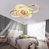 billige Lamper til takvifte-takvifte med lys dimbar sirkeldesign krystall 62cm 6 vindhastigheter moderne takvifte for soverom, stue app&amp;amp; fjernkontroll 110-240v
