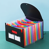 abordables Fournitures de bureau-1pc classeur extensible 13/25 poches accordéon organisateur de fichiers portable extensible en plastique boîte de classement accordéon facture/papier/document/reçus organisateur dossiers (a4/format