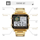 economico Orologi digitali-Orologio digitale SKMEI per uomini 3ATM impermeabile orologio di lusso da uomo per affari cronometro con retroilluminazione orologio quadrato sportivo in acciaio inossidabile per uomini
