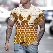 cheap Animal Print T shirts-Men&#039;s Unisex Bee Graphic Prints Shirt T shirt Tee Short Sleeve T shirt 3D Print Crew Neck Shirt Designer Casual Big and Tall Daily Holiday A B C Summer Clothing Apparel S M L XL XXL 3XL 4XL