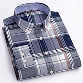 preiswerte Oxford-Hemden für Herren-Herren Oberhemd Gestreiftes Hemd Hemd Bügelfreies Hemd Oxford Hemd Kariert / Gestreift / Chevron Hochzeit Büro &amp; Karriere Hellblau Dunkelrot Rote Dunkelmarine Langarm Hemdkragen Ganzjährig Bekleidung