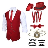 billiga Outfits-Retro / vintage Glada 20-talet 1920-talet Kläder Väst Panamahatt Den store Gatsby Herre Mode Herr Jul Halloween Karnival Bal Möhippa Festival Vuxna Kravatt Väst Hatt Alla årstider