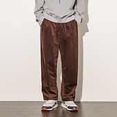 economico pantaloni casual-Per uomo Pantaloni di velluto a coste Pantaloni invernali Pantaloni casual Tasche A zampa Gamba dritta Tinta unica Caldo Informale Giornaliero Moda Pantaloni Morbido Nero Caffè