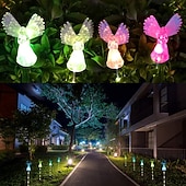 Χαμηλού Κόστους Φωτισμός Τοπίου-ηλιακά φώτα αγγέλου ηλιακά φωτιστικά κήπου, διακοσμητικό δώρο εξωτερικού χώρου για τη μαμά, διακόσμηση βεράντας και νεκροταφείου,