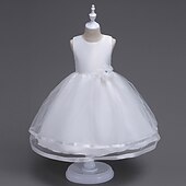 preiswerte Partykleider-kinderkleidung Mädchen Kleid Party Kleid Feste Farbe Ärmellos Formal Hochzeit Besondere Anlässe Gitter Modisch bezaubernd Prinzessin Baumwolle Maxi abendkleider Schaukelkleid A Linie Kleid Sommer
