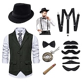 levne oblečení-Retro Řvoucí 20s 20. léta 20. století Úbory Kamizelka Vesta Velký Gatsby Gentleman Módní Maškarní kostým Pánské Vánoce předvečer Všech svatých Karneval Maturitní ples loučení se svobodou nevěsty