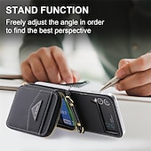 baratos Capa Samsung-Capa de Telefone Para Samsung Galaxy Z Flip 6 Z Flip 5 Z Flip 4 Z Flip 3 Capa de Carteira Portátil Com Zíper Slot para Cartão Colorido Sólido PC Couro PU