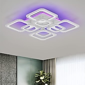 お買い得  シーリングライト調光可能タイプ-調光可能なクロムアクリルシーリングライト LED 5 ヘッドおよび 8 ヘッドシーリングライト、背景ライトとアプリ接続/リモコン付き、寝室、リビングルーム、オフィス、子供部屋に最適
