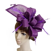 levne Fascinátory-Fascinátory Látka Kentucky Derby Dostih Elegantní retro S Peří Mašle Přílba Pokrývky Hlavy